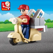 Legoings City Courier Motorcycle Postman Building Blocks Toy Action Figures City Delivery Staff Playmobil Toys for Children