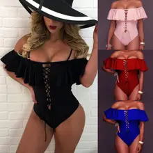 Для женщин Одна деталь Монокини Купальный костюм bandge Пляжная Push Up купальный бикини