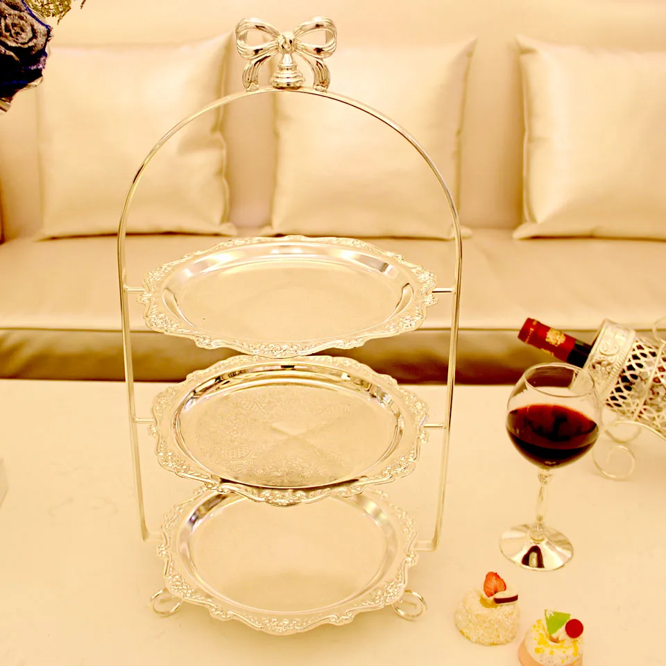 3018 3-х слойные подставка для свадебного торта фрукты трафарет для десерта лоток с серебряным покрытием свадебные украшение стола домашний испечь инструменты различных дисковых трафаретов - Цвет: 3018 and 3042