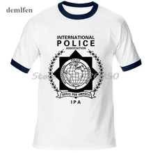 Мужская футболка с логотипом Интерпола, Международная полицейская футболка, мужские Модные хлопковые футболки с рукавами реглан