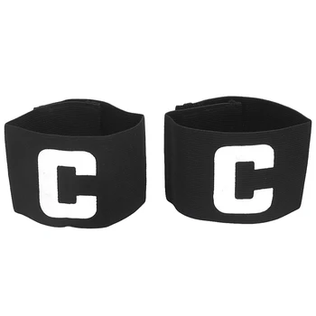 

Hook Loop Closure Stretchy Team Tension Captain Armband 2pcs Black