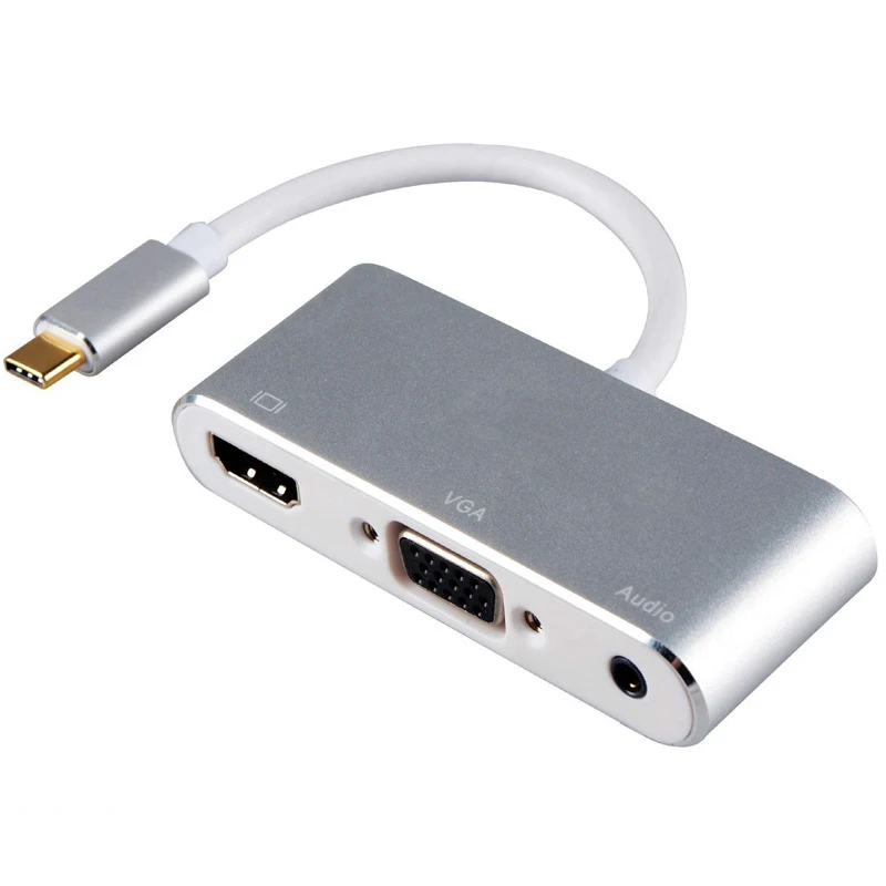 Высококачественный адаптер порта питания USB 2 0 с портом типа C на HDMI + VGA