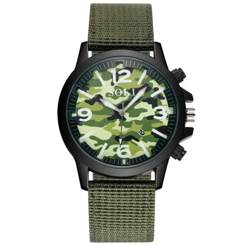 

2019 Camo Unisex Lovers Couple Fashion Casual Nylon Strap Round Military Analog Quartz Wrist Watch Sport Watches clock xfcs saat