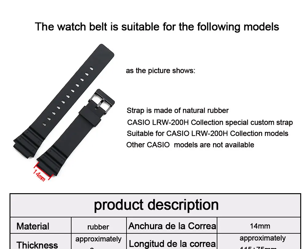 Резиновый ремешок для мужчин пряжкой аксессуары для часов спортивный водонепроницаемый ремешок для объектива с оптическими зумом Casio MRW-200H W-752 w-s210H W-800H W-735H ремешок для наручных часов