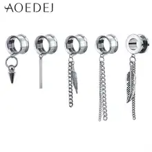 AOEDEJ 5-22 мм 316L нержавеющая сталь перо болтаются беруши и туннель падение кисточкой пирсинг de orelha туннель Alargador de orelha