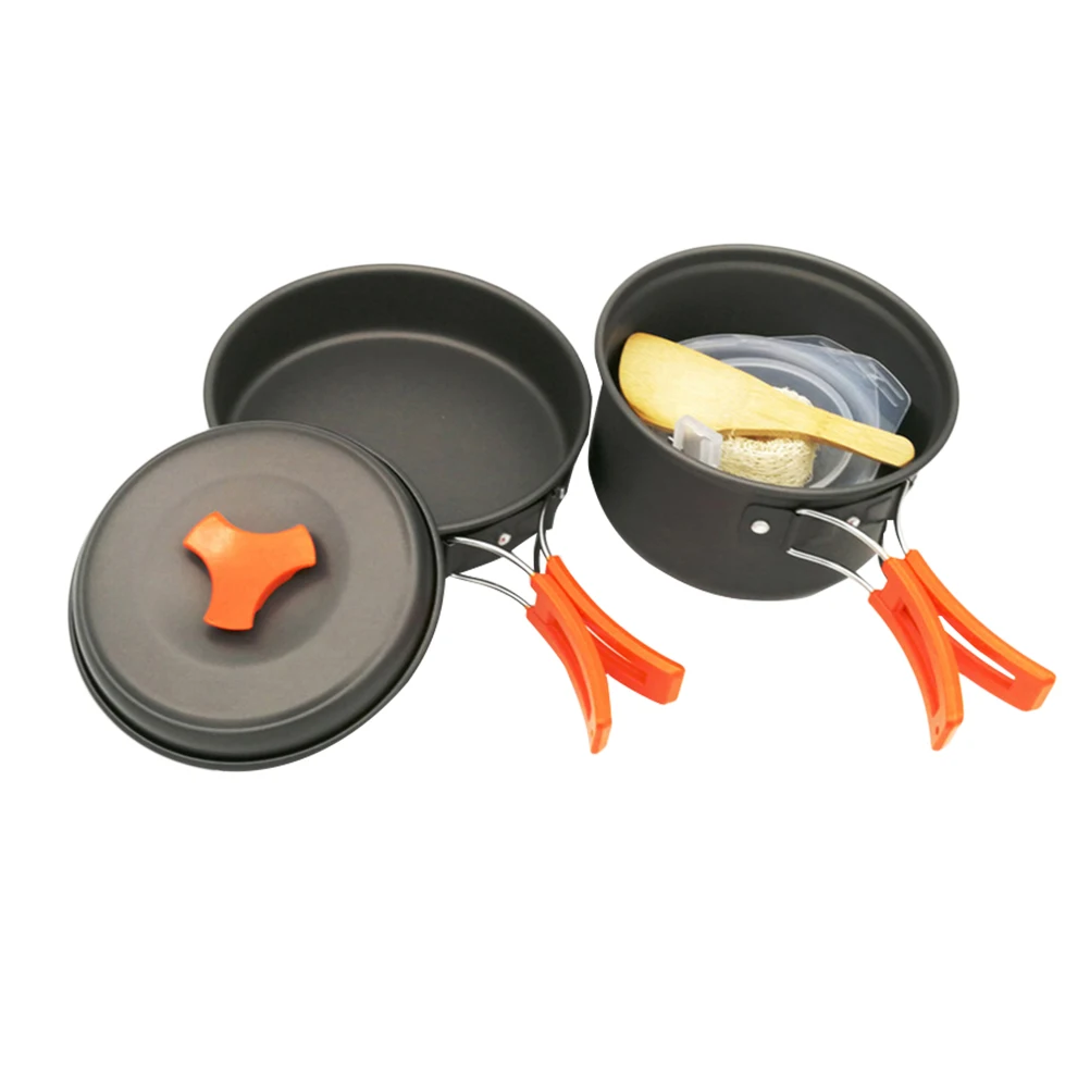

8 Pcs Cookware Set 1-2 Person Portable Non-stick Barbecue Cutlery Set Outdoor Cooking Set Pan Pot Set for Wild Cooking Camping