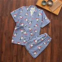 Для женщин летние тонкие шорты юката комплект с короткими рукавами пижама-кимоно комплект летние каникулы Spa банный халат для спальни и