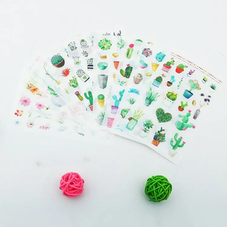 

6 pcs/pack Green Cactus Plant Decorative Washi Stickers Scrapbooking Sticker Label Album Stickers Diary Stationery