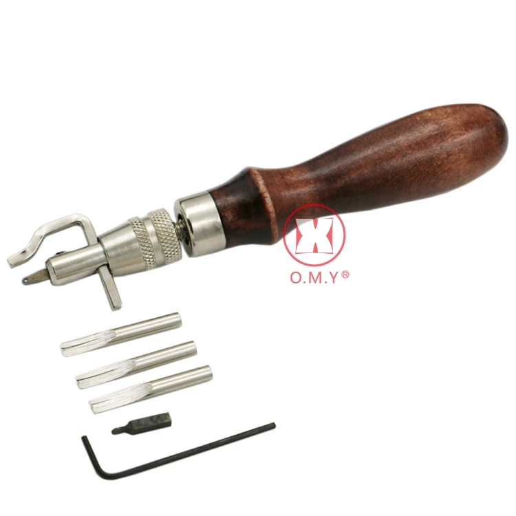 

5 in1 Pro Leather Craft Adjustable Stitching and Groover Crease Leather Tool Multifunction Device Edger Cutting Edge Finder 1Set