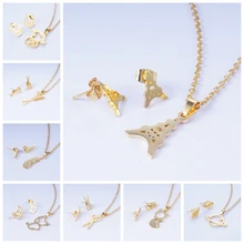 Yunkingdom, турецкие Ювелирные наборы, башня, лист, дизайн, нержавеющая сталь, кулон, ожерелье, набор, серьги для женщин, модные ювелирные изделия