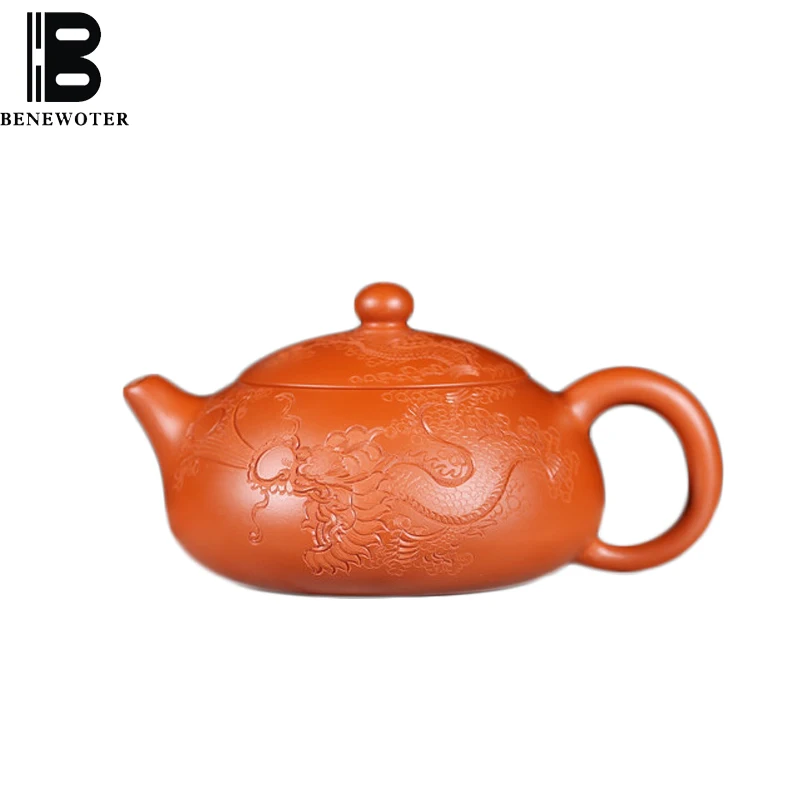 

180ml Yixing Zi Sha Pot Handmade Xishi Pot Dragon Pattern Purple Clay Pot Zhu Mud Tea Pots Kettle Home Teaware Tea Ceremony Gift