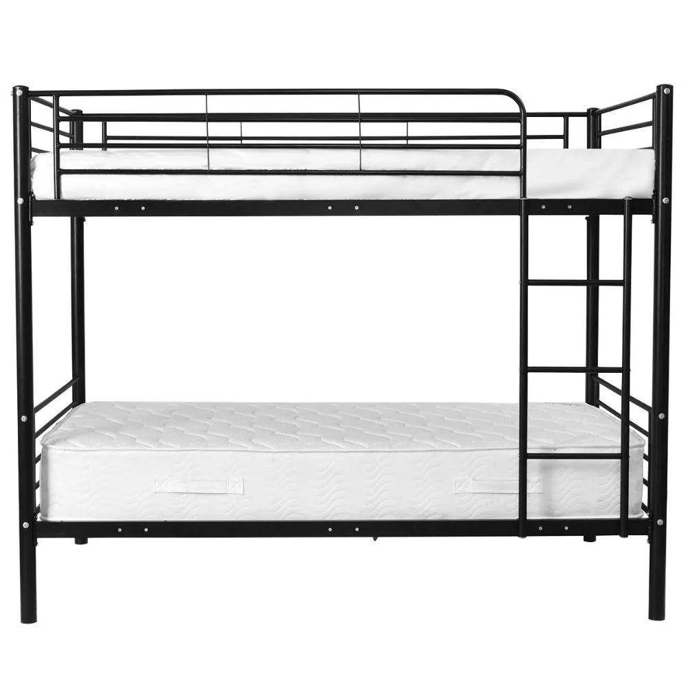 Giantex Metal Twin Over Twin Bunk Bed with Ladder Kids Teens Dorm Bedroom Furniture White Black Steel Bunk Bed Frame HW56238+ Giantex Metal Twin Over Twin Bunk Bed with Ladder Kids Teens Dorm Bedroom Furniture White Black Steel Bunk Bed Frame HW56238+