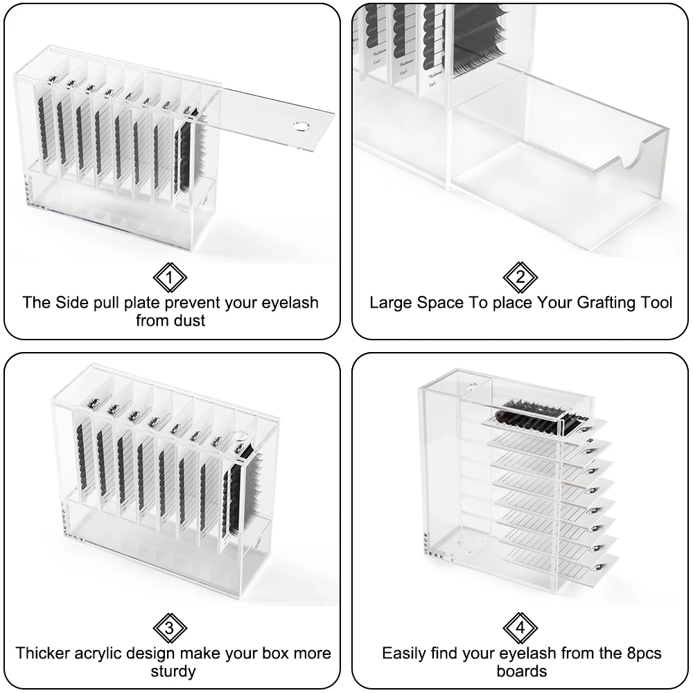 Zwellbe 8 слоев ресницы для наращивания прозрачный дисплей коробка клей поддон держатель макияж инструмент коробка для хранения Контейнер Чехол