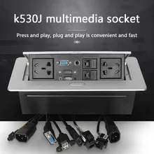 New Desktop Socket Universal Socket Conference Room POP UP Table Socket Zinc Alloy Panel VGA Audio HDMI USB Network Interface office conference multimedia socket hidden hdmi usb cable information outlet box universal power desktop socket a17