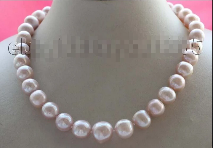 

Free shipping@@@@@ A 17" Genuine Natural 11-15mm Purple pearl Necklace 925silver clasps #f1885! a