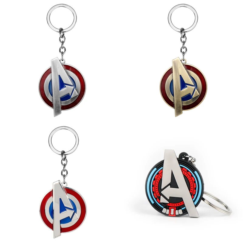 

Marvel Series Jewelry The Avenger 4 Logo Keychain Captain America Shield Pendant Key Rings For Men