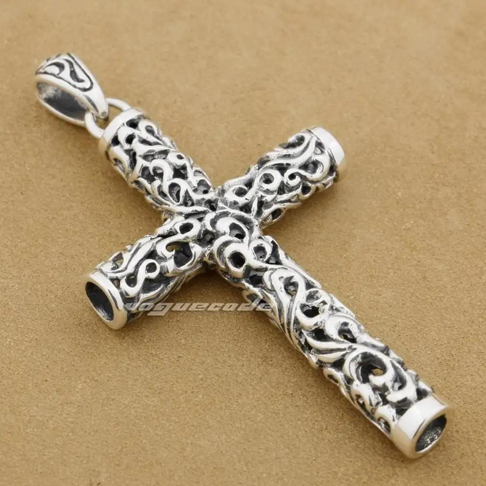 

Cylinder Cross 925 Sterling Silver Mens Biker Rocker Pendant 9F018A