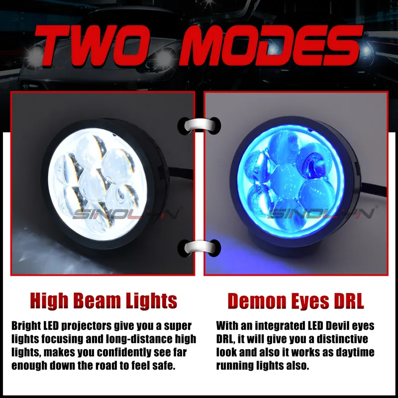  3.0'' LED Lenses High Beam Projector Headlight LED Devil Demon Eyes Lens H7 H1 9005 9006 Cars Acces - 32882495273