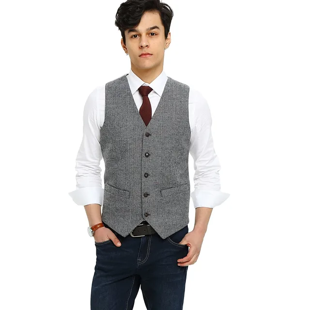 2017 Airtailors Light Gray Donegal Tweed Vest Men Suit Vest Slim Fit Groom S Wear Vest Wedding Waistcoat Men S Dress Vests In Vests From Men S Clothing Accessories