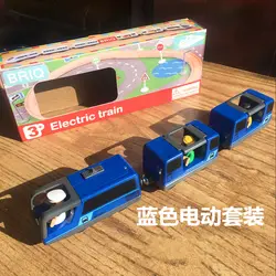 Комбинированный Электрический магнитный локомотив и синий комплект электропоездов, совместимый с BRIO железнодорожным комплектом, детский