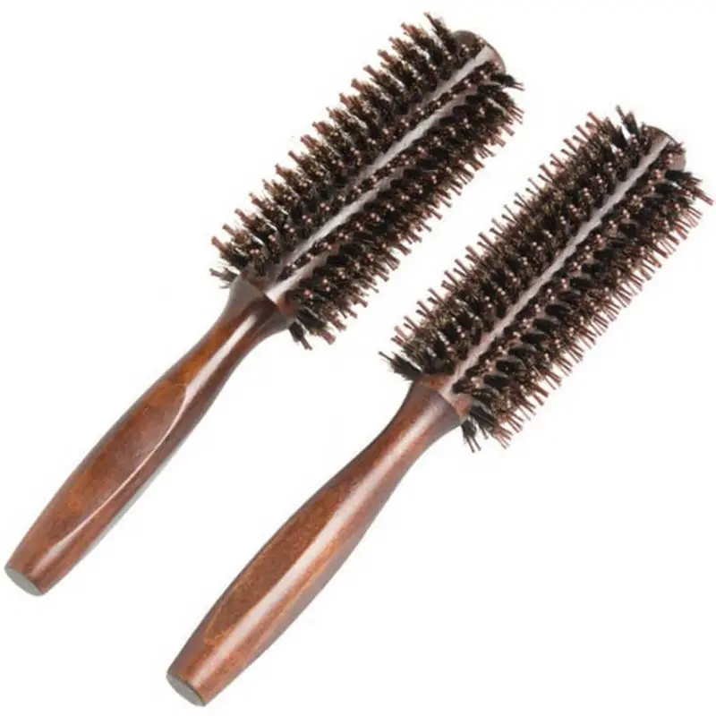 Versatile Natural Boar Bristle Hair Styling Brush for Curling & Straightening