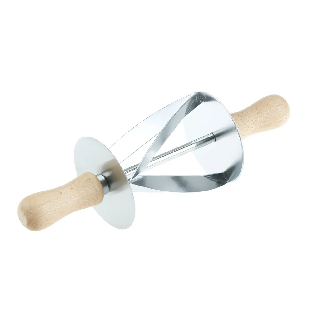 Wooden Handle baking Kitchen Knife Stainless Steel Rolling Cutter for