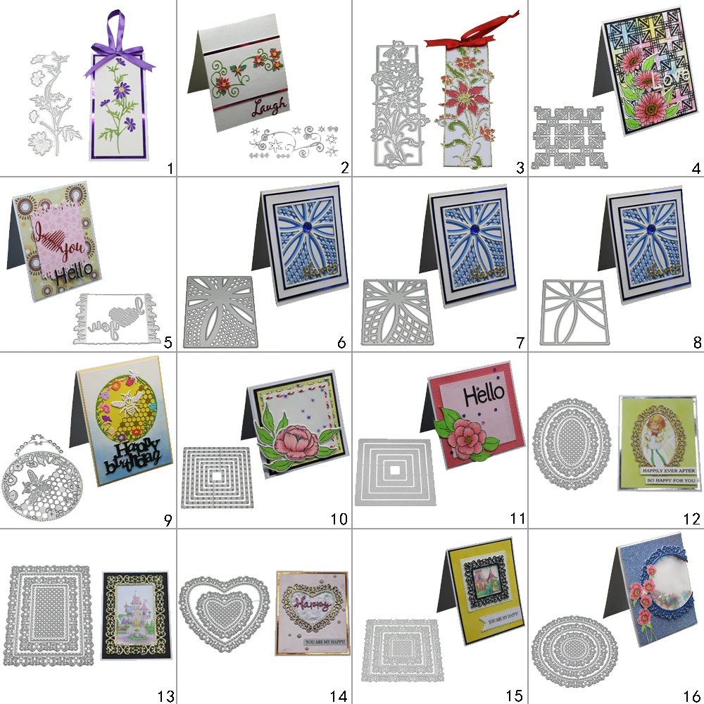 DIY Flower Square Frame Cutting Dies Metal Stencil Scrapbook Album Paper Card Embossing Art