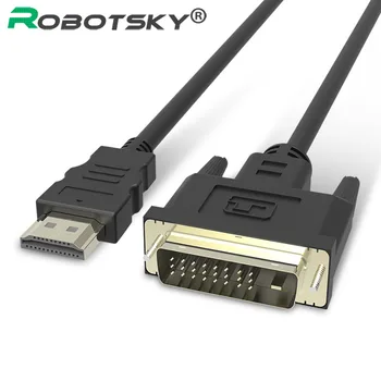 

Robotsky HDMI Male To DVI DVI-D 24+1 Male Cable Converter For LCD HDTV DVD XBOX Adaptor High Speed HDMI Adapter Extension Cabo