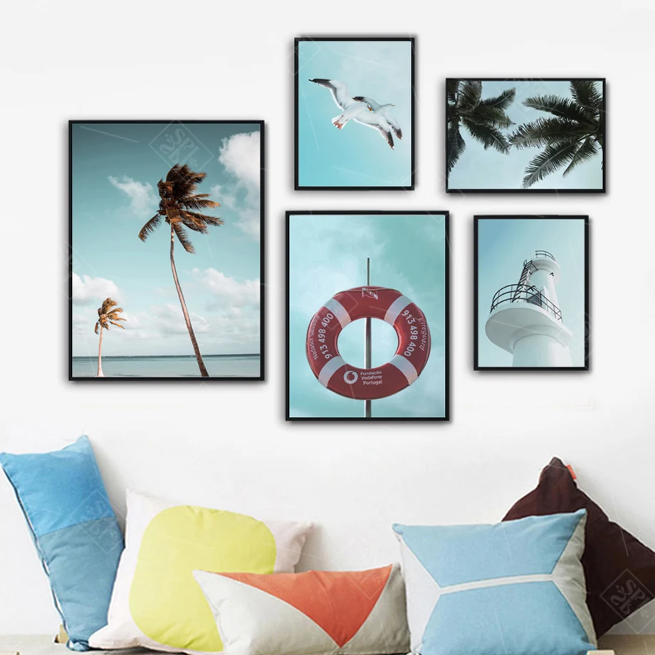 

Coconut Tree Seascape Canvas Painting Nordic Scandinavian Decor Posters And Prints Wall Art Pictures For Living Room No Framed