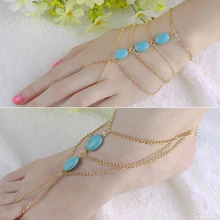 2016 Top Quality 2 types Slave Chain Link Finger Hand Turquoise Harness Anklets Chain 5TZY 6SOE