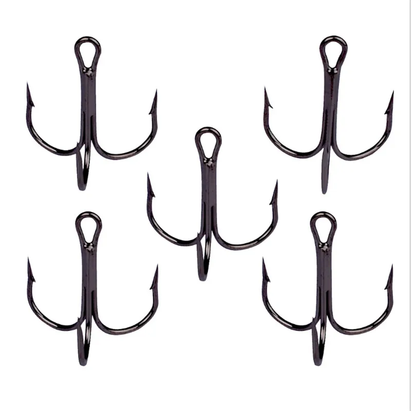 10Pcs Black Fishing Hook High Carbon Steel Treble Overturned Hooks - Good  Baits