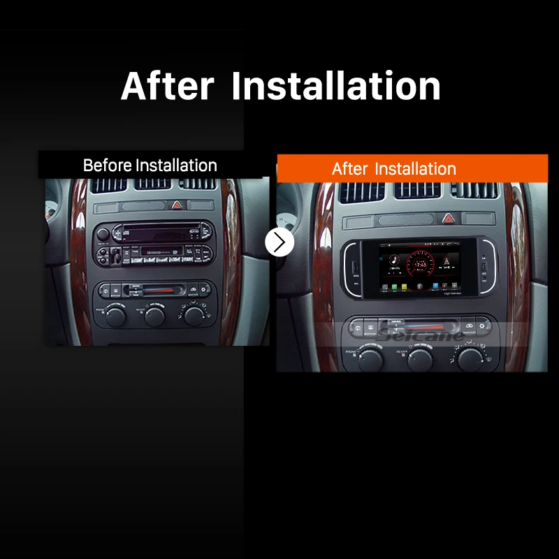 Best Seicane Android 8.1 5" Universal Multimedia Player Bluetooth GPS Radio for Chrysler 300m PT Cruiser JEEP Wrangler Dodge RAM 2500 5