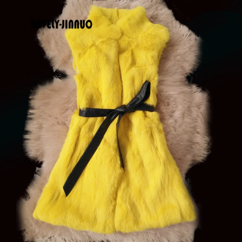 

new Genuine Real skin Rabbit Fur Vest Jacket winter Women Rabbit Fur Coat Ladies outwear vest Free Shipping JN415