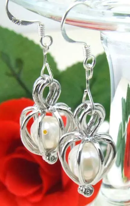 Женские серьги сердечки Qingmos с белыми жемчужинами в коробке 172|dangle earrings|pearl dangle