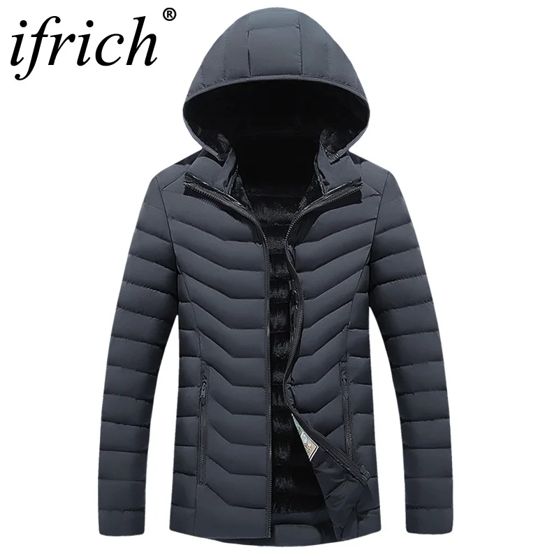 Mannen Winter Jas Merk Kleding Fleece Gevoerde Bovenkleding Hoofdtelefoon Hoody Warm grijs Jas Katoen Gewatteerde Mannelijke Casual Hooded Parka