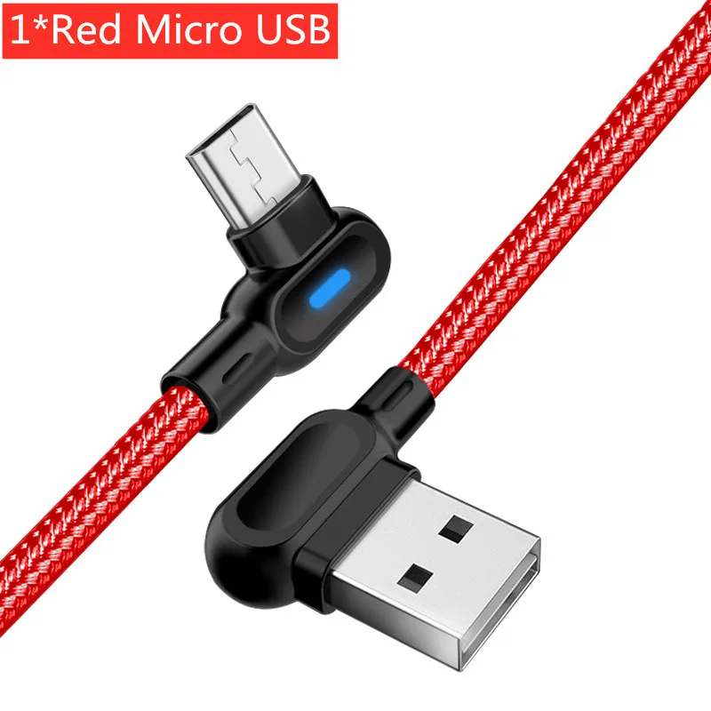 ROMICHW 90 градусов Micro usb type C кабель для samsung S9 S10 Xiaomi huawei Android Microusb USB-C кабель передачи данных для быстрой зарядки - Цвет: Red For Micro