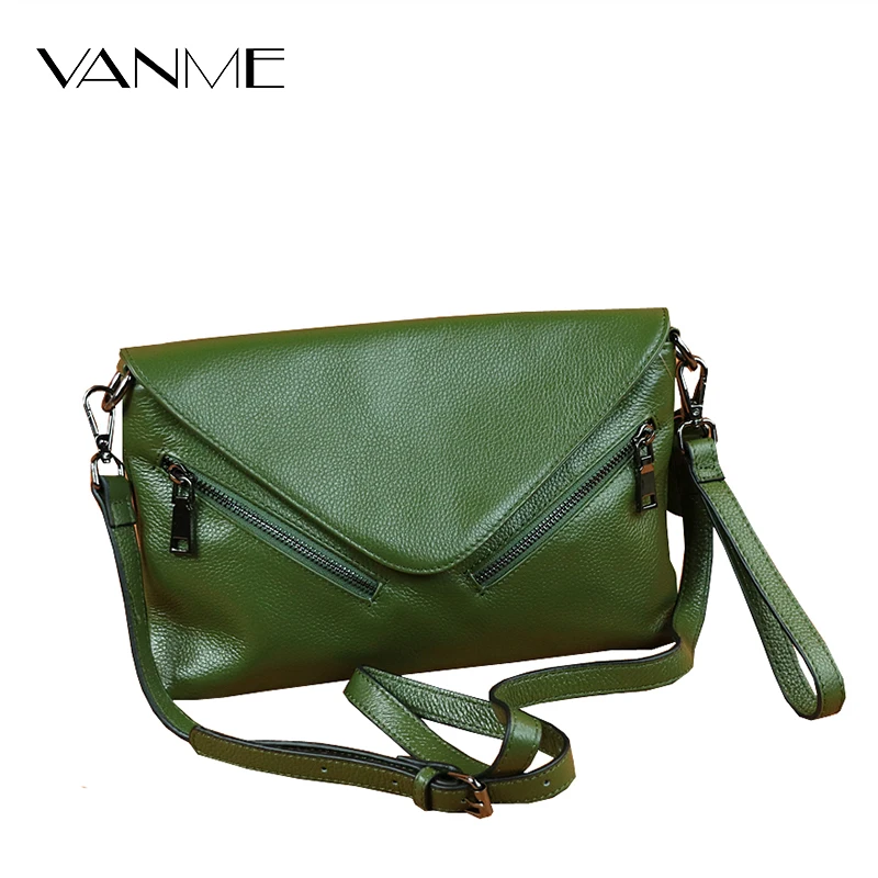 

New Product Ladies Green Bag Large-size Clutch Bag Genuine Leather Messenger Bag Cowhide Leather Female Crossbody Shoulder Bags