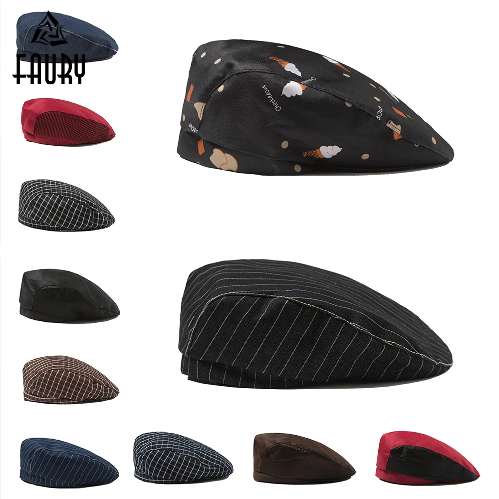 

Chef Hats Waiter Beret Restaurant Hotel Cafe Bar Workwear Kitchen Cook Baking Chef Cap Breathable Mesh Forward Cap Men Women