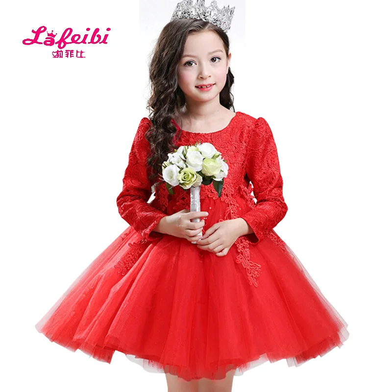 

High quality Baby Girls Dress Lace Tulle elegant Dress Long Sleeve Wedding Party Princess Dresses,Flowers Girls Party Clothes