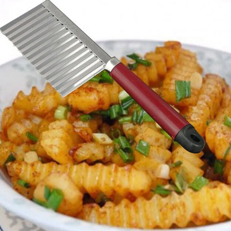 

Stainless Steel Potato Wavy Edged Knife Kitchen Gadget Vegetable Fruit Peeler Potato Slicer Cutter Cooking Tools Accessories New