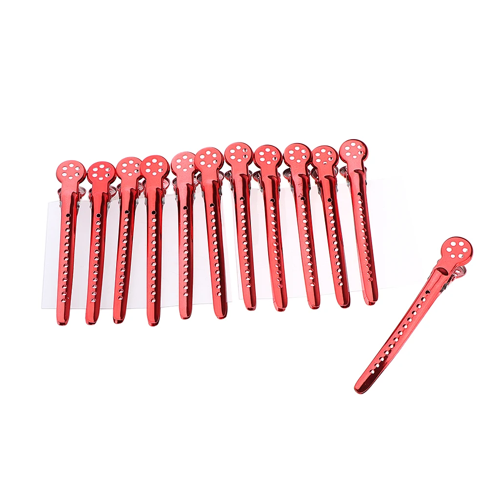 12Pcs Stainless Steel Hair Clips Professional Salon Sectioning Curling Grips Pins Hairdressing Tools Kit, 5 Colors Optional