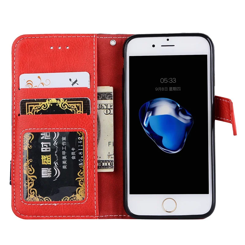 Роскошный кожаный чехол книжка Nephy для iPhone 6 6S 7 8 Plus 5 s SE 5SE X 10 6Plus 7Plus черный