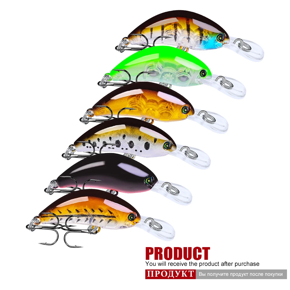 6 шт./партия, рыболовные приманки Sunlure 6 цветов, рыболовные приманки 4g-0,14 oz/5.5cm-2,17, рыболовные снасти с 10# ВКБ, рыболовная приманка с крючками, дизайн