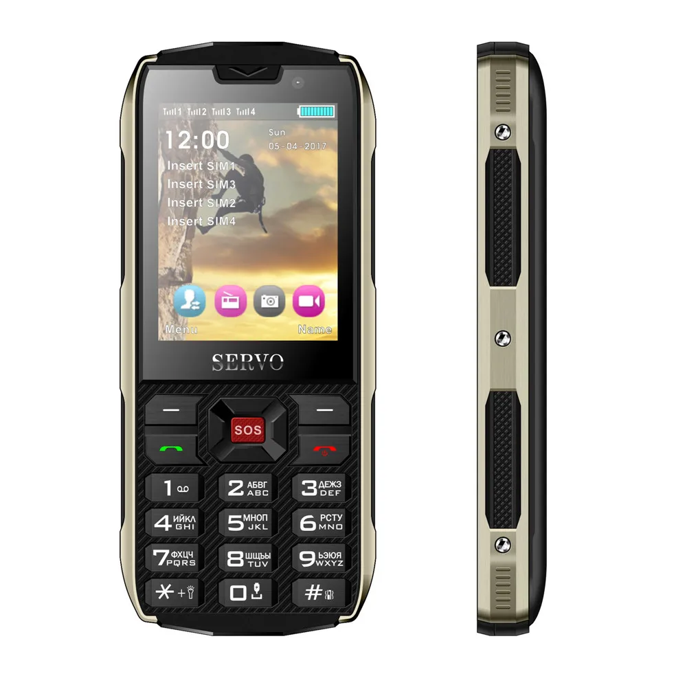 SERVO H8 мобильный телефон 2,8 дюймов 4 sim-карты 4 в режиме ожидания Bluetooth фонарик GPRS 3000 мАч банк питания телефон русский язык клавиатура