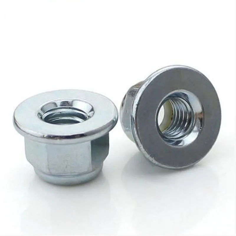 M3M4M5M6M8 White Zinc Flange Self locking Nut / Flange Face Locknutin