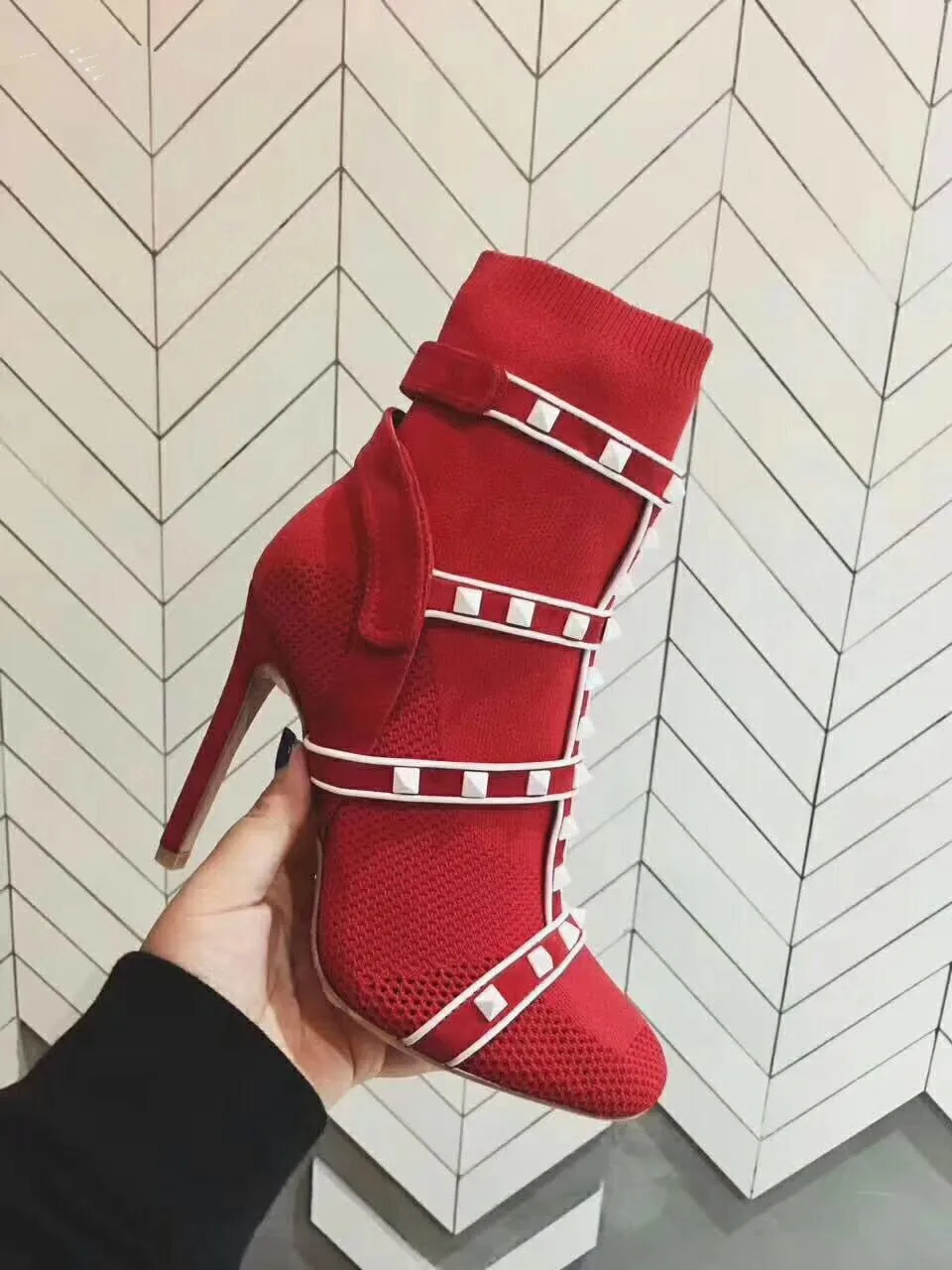 Femenino Botas Tejer Alta 3 Calcetines 1 Sexy Mujeres Botines Telas Mujer Kwok Ch Calidad Corto Bombas Zapatos 2 Prom fOqY4SOzw