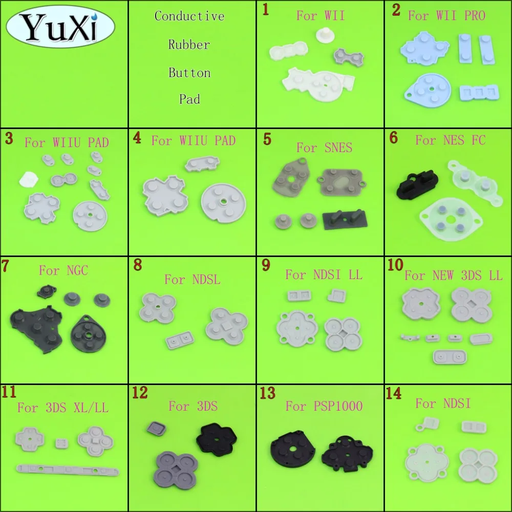 Yuxi Per Wiiu Pad Wii Pro Per Ndsi Ll Xl New 3Ds Snes Nes Pulsanti In Gomma Conduttiva In Silicone Per La Nuova Console 3Ds Xl Ll