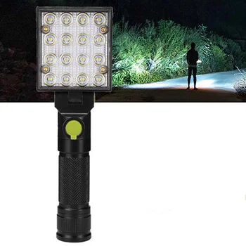 

16 LEDs White Red Blue Work Flashlights Light Car Repair Working Lamp USB 18650 Torch Built-in Magnet Hook Tent Camping Lantern