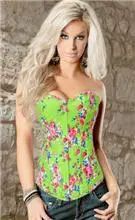 Модный женский корсет с цветочным принтом винтажный цветочный корсет из денима цветы на шнуровке Джинсовый корсет - Цвет: green