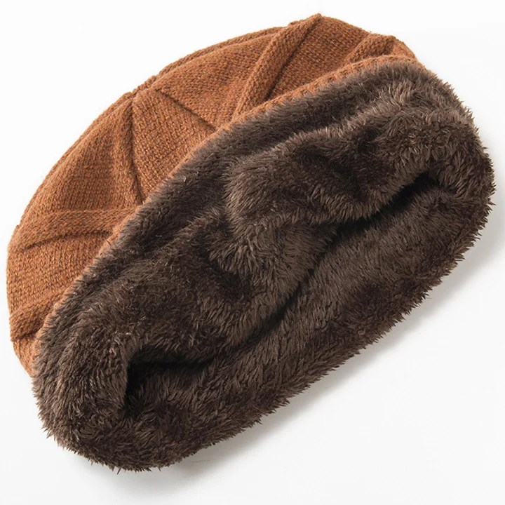 YOZIRON Для женщин Для мужчин зимняя шапка шерсть, акрил взрослых Повседневное одноцветное Цвет толстый бархат с напуском шапочки шапки